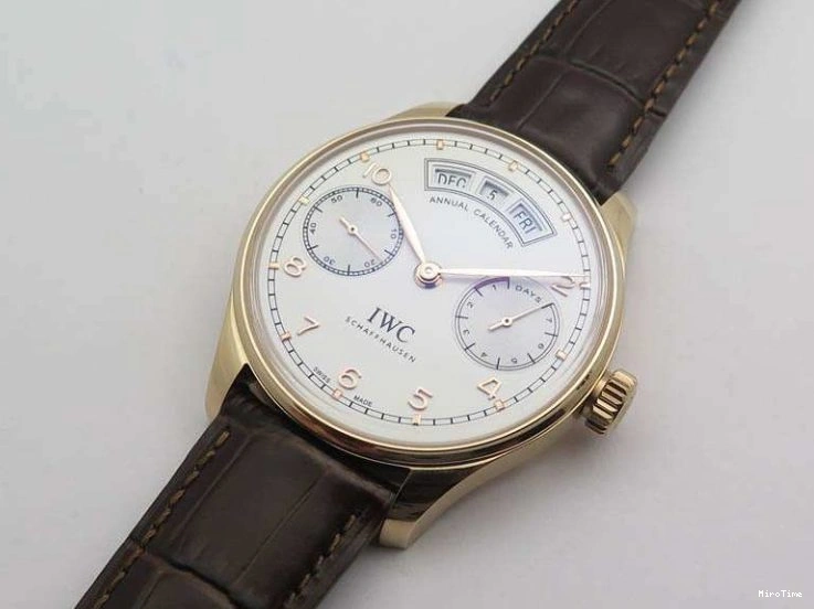 MIROTIME 0318 Portuguese Real PR Real Annual Calendar RG IW503504 YLF 1:1 Best Edition White Dial On Leather Strap A TimelessDesign 7242